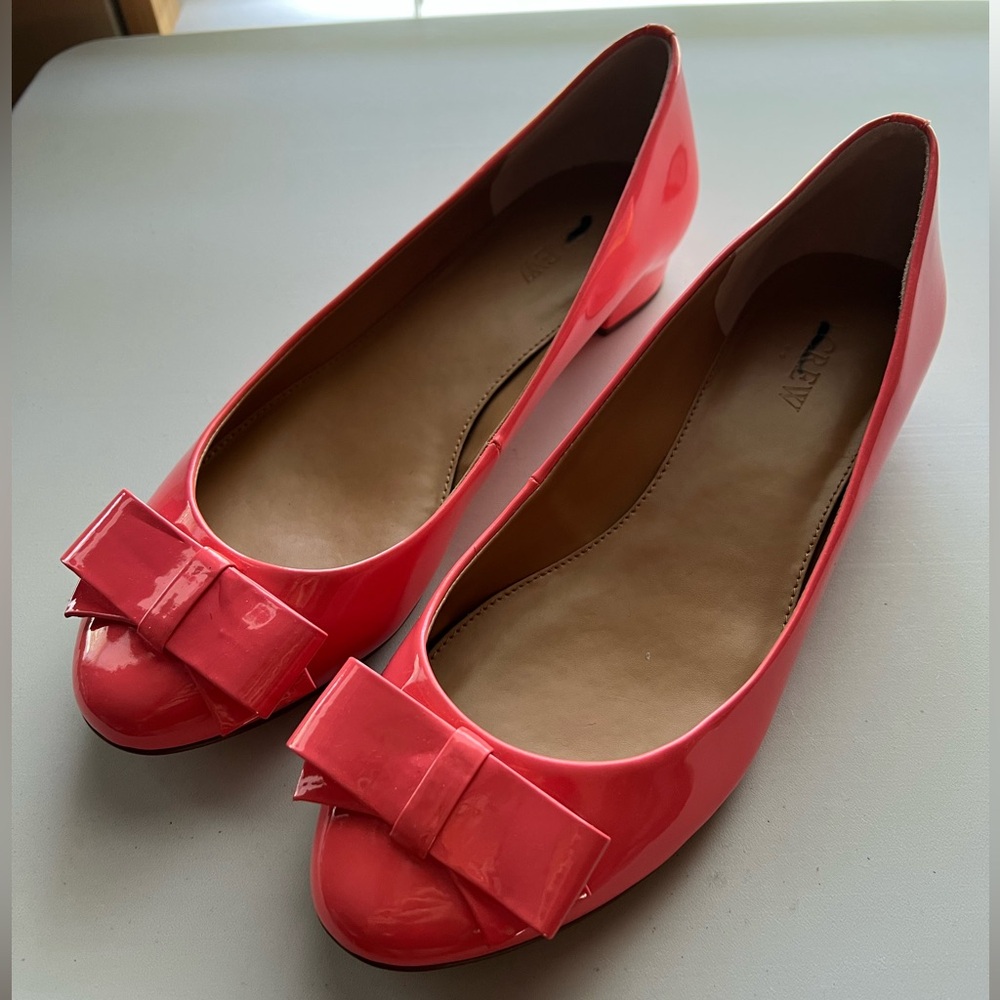 NEW‼️ J. Crew Factory Emery Patent Leather Bow Flats, Size 8.5